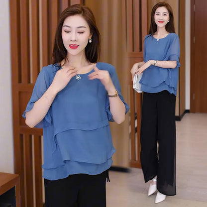 Fashionable ruffled breathable chiffon shirt