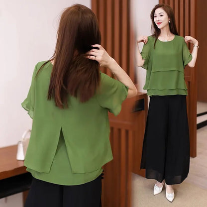 Fashionable ruffled breathable chiffon shirt