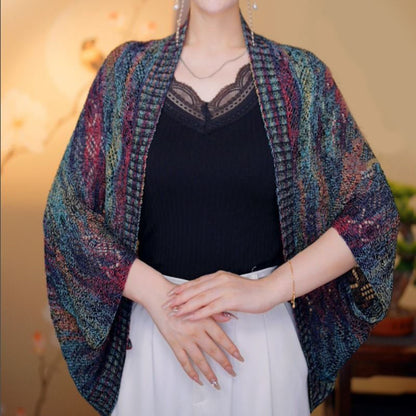 Summer Ice Silk Colorful Knitted Shawl