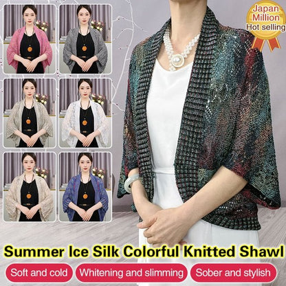 Summer Ice Silk Colorful Knitted Shawl